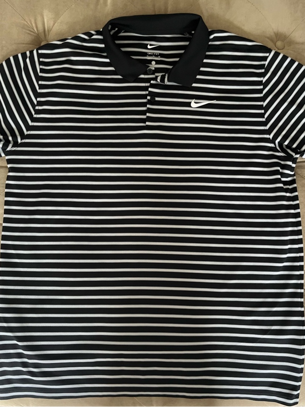 Nike Dri-FIT Black & White shirt sleeve Striped Polo size xl
